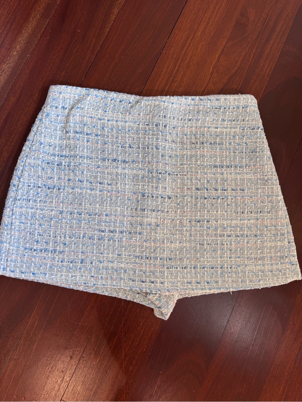 Zara Light Blue/Gray Tweed Textured Skort